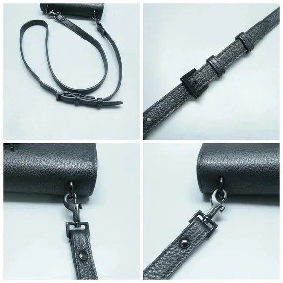 100% Authentic SAINT LAURENT Sunset Mini Black Leather Shoulder Bag 1294-101724 - Picture 7 of 12